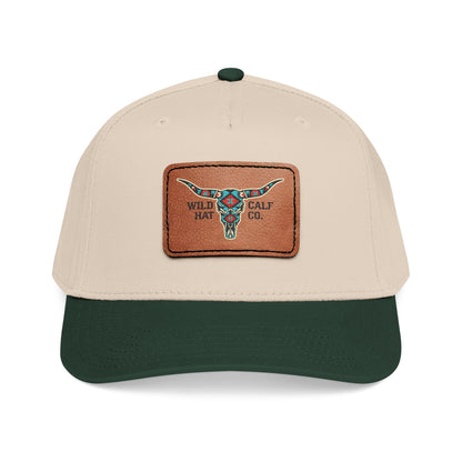 Mid Profile Baseball Cap with Leather Patch (Rectangle) - Wild Calf Hat Company