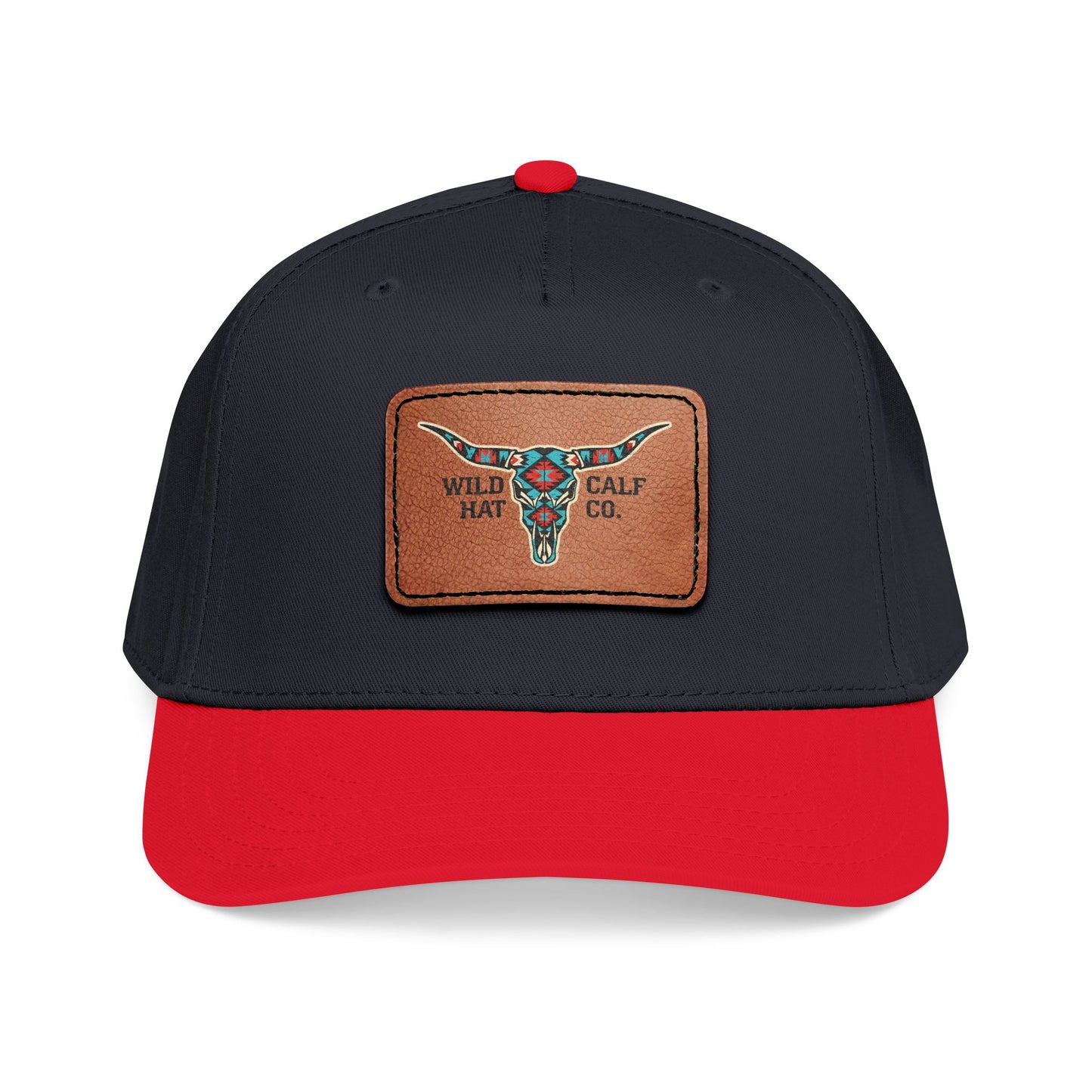 Mid Profile Baseball Cap with Leather Patch (Rectangle) - Wild Calf Hat Company