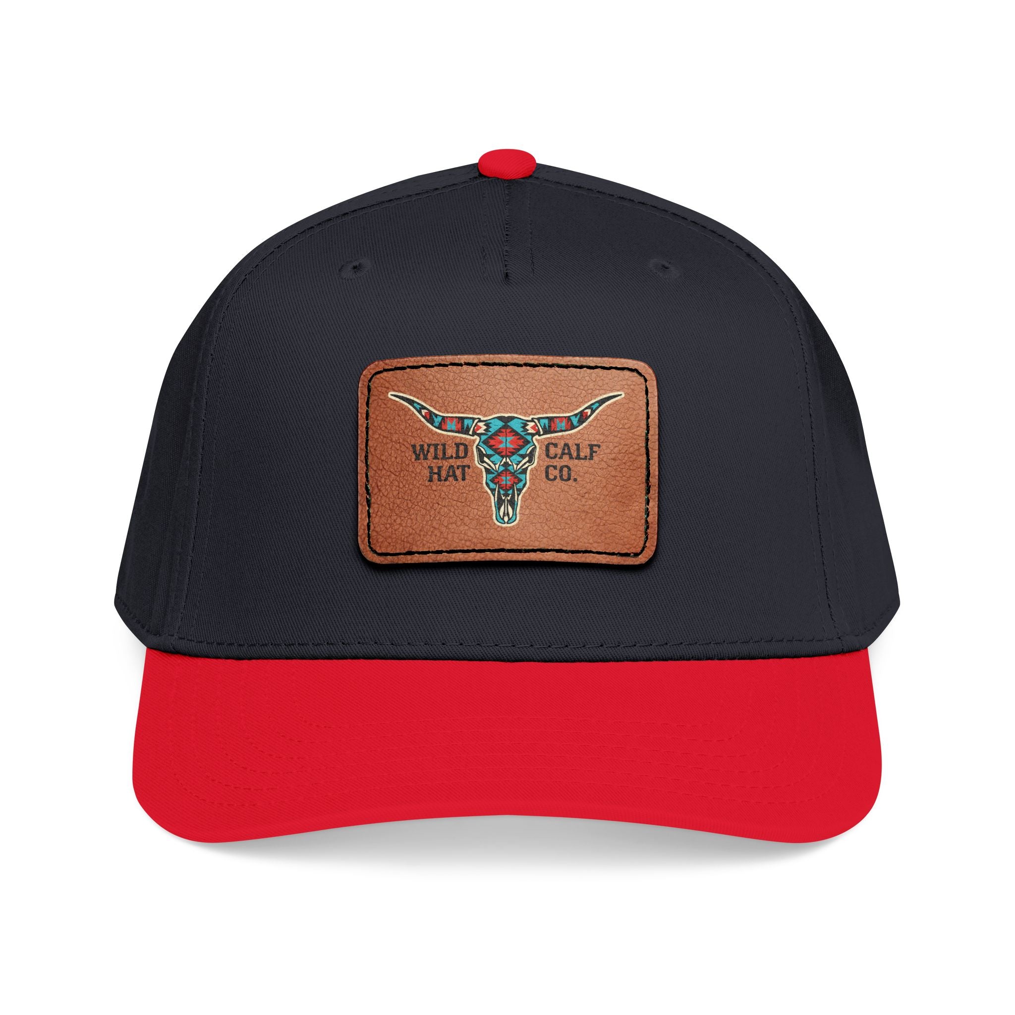 Mid Profile Baseball Cap with Leather Patch (Rectangle) - Wild Calf Hat Company