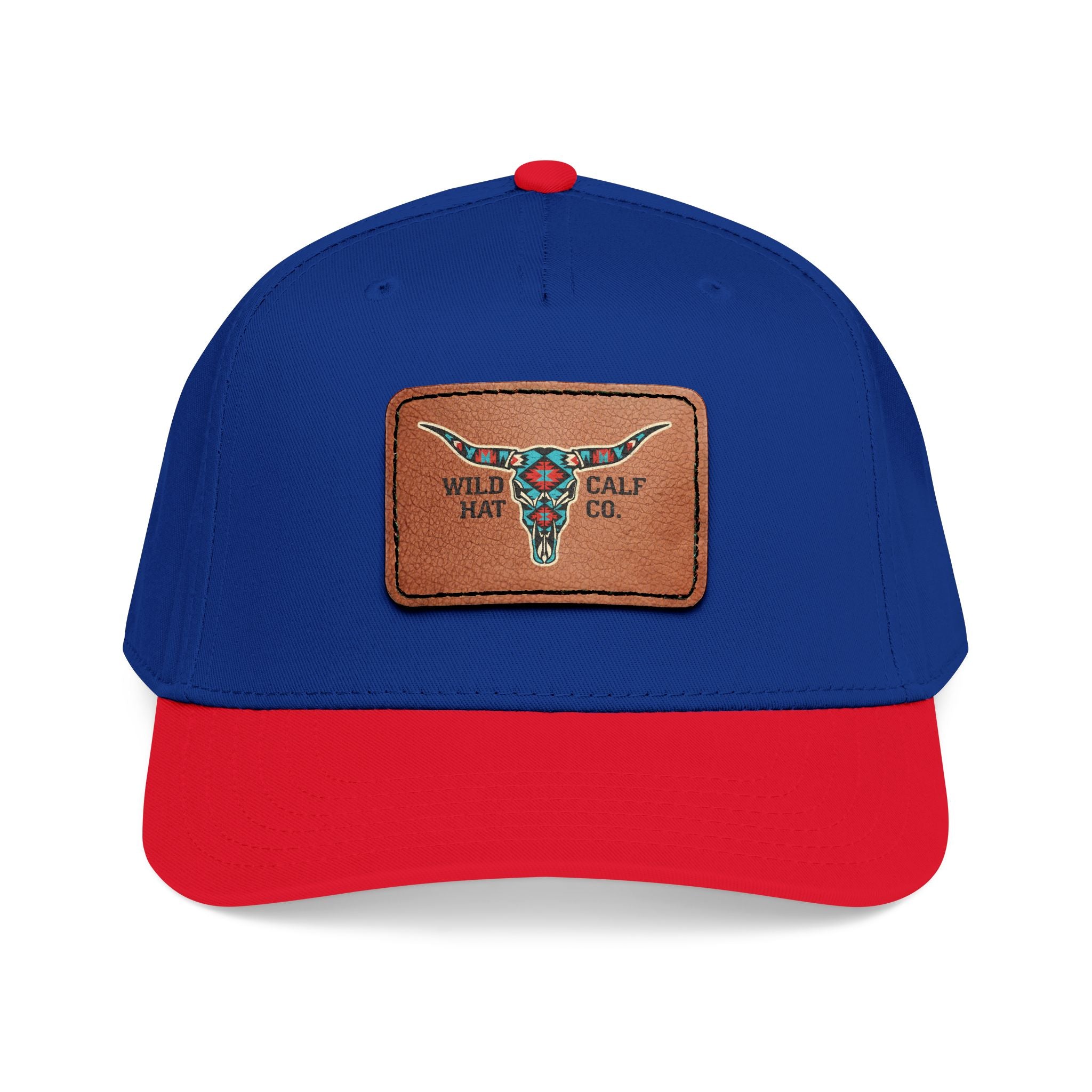 Mid Profile Baseball Cap with Leather Patch (Rectangle) - Wild Calf Hat Company