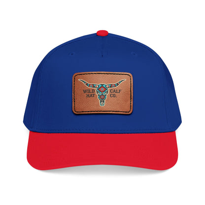 Mid Profile Baseball Cap with Leather Patch (Rectangle) - Wild Calf Hat Company