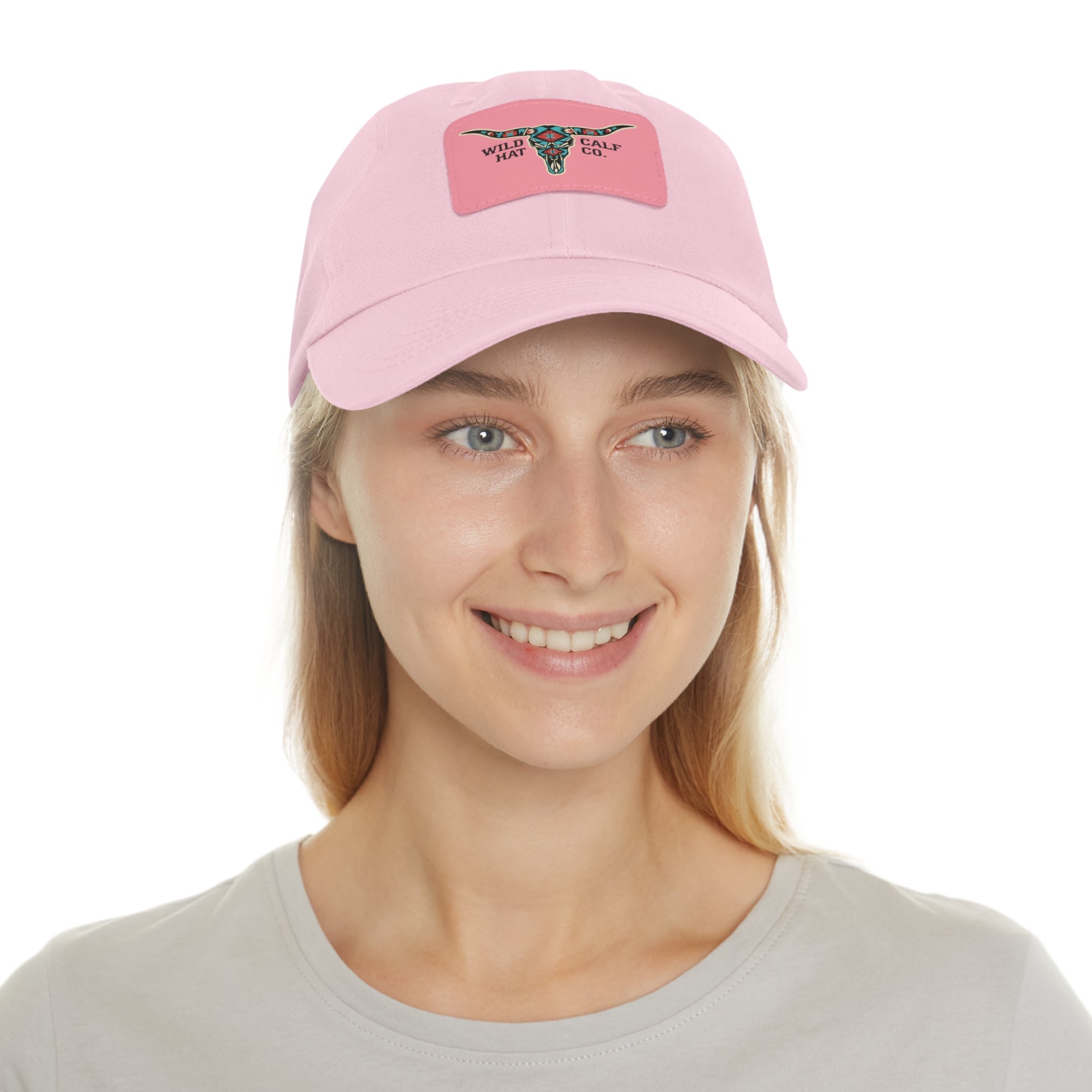Wild Calf Hat Co. Long Horn Skull Leather Patch Dad Hat - Wild Calf Hat Company