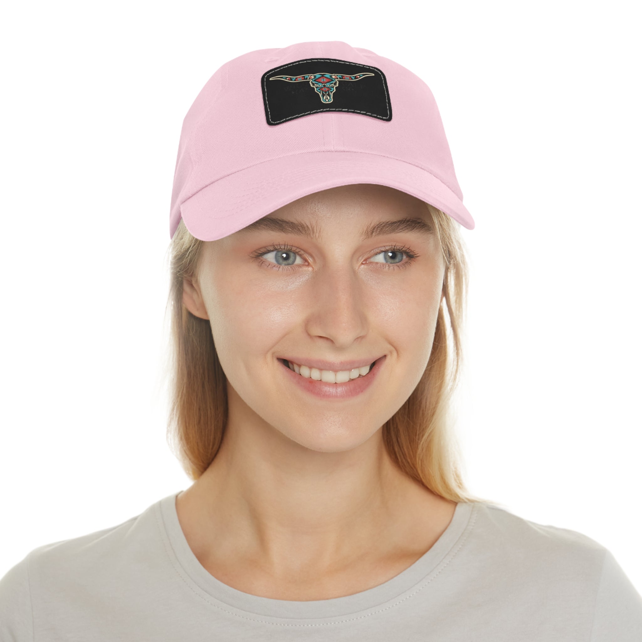 Wild Calf Hat Co. Long Horn Skull Leather Patch Dad Hat - Wild Calf Hat Company