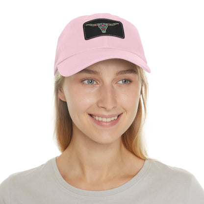 Wild Calf Hat Co. Long Horn Skull Leather Patch Dad Hat - Wild Calf Hat Company