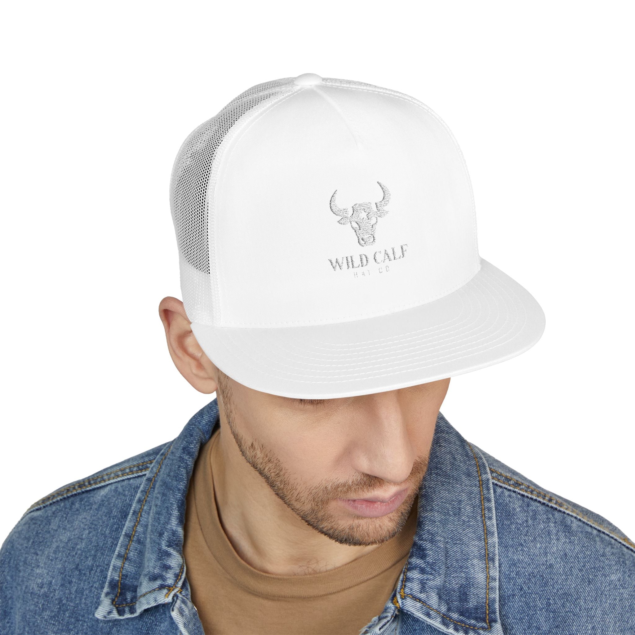 Wild Calf Skull embroidery Trucker Cap | Mesh Back Snapback - Wild Calf Hat Company