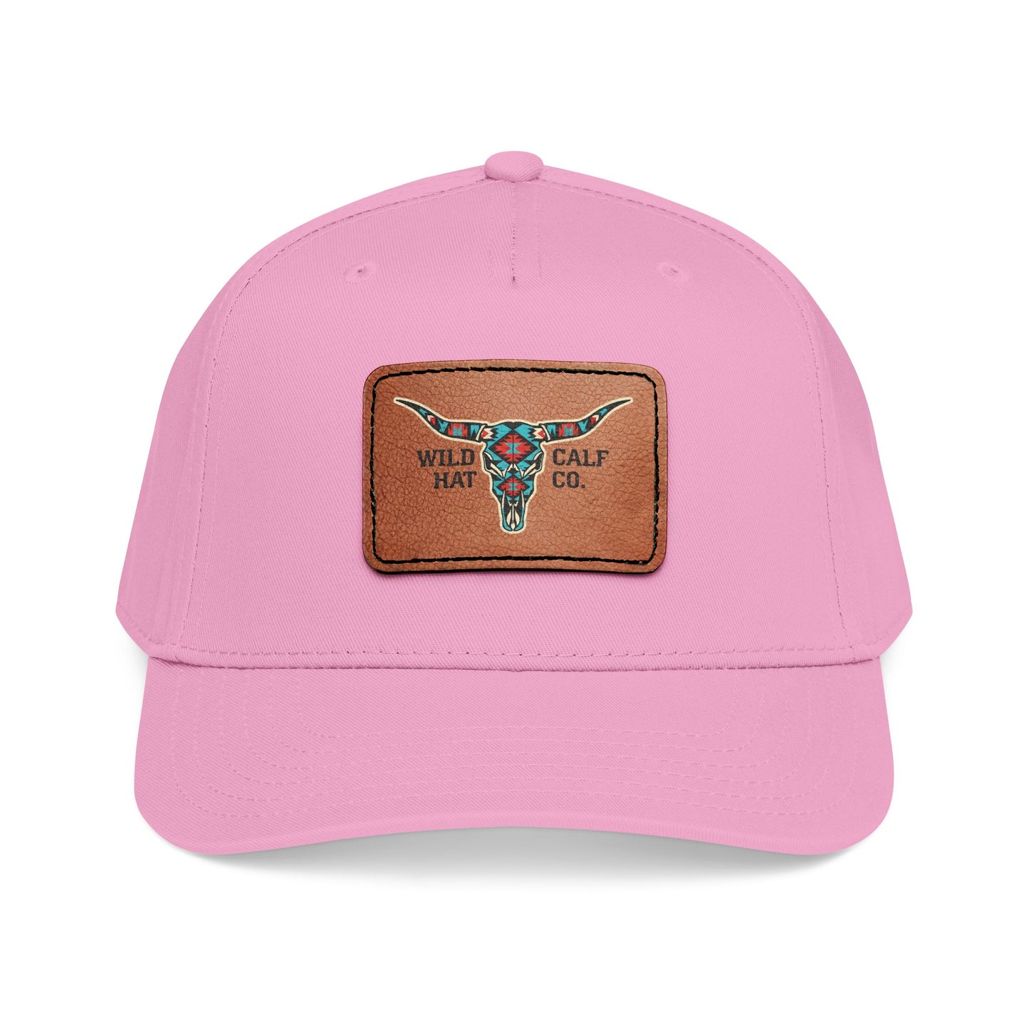 Mid Profile Baseball Cap with Leather Patch (Rectangle) - Wild Calf Hat Company