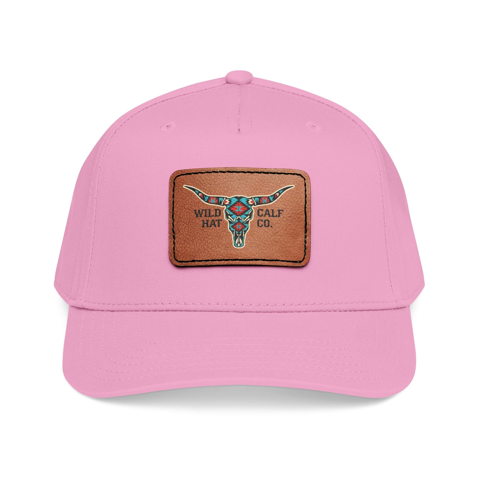Mid Profile Baseball Cap with Leather Patch (Rectangle) - Wild Calf Hat Company
