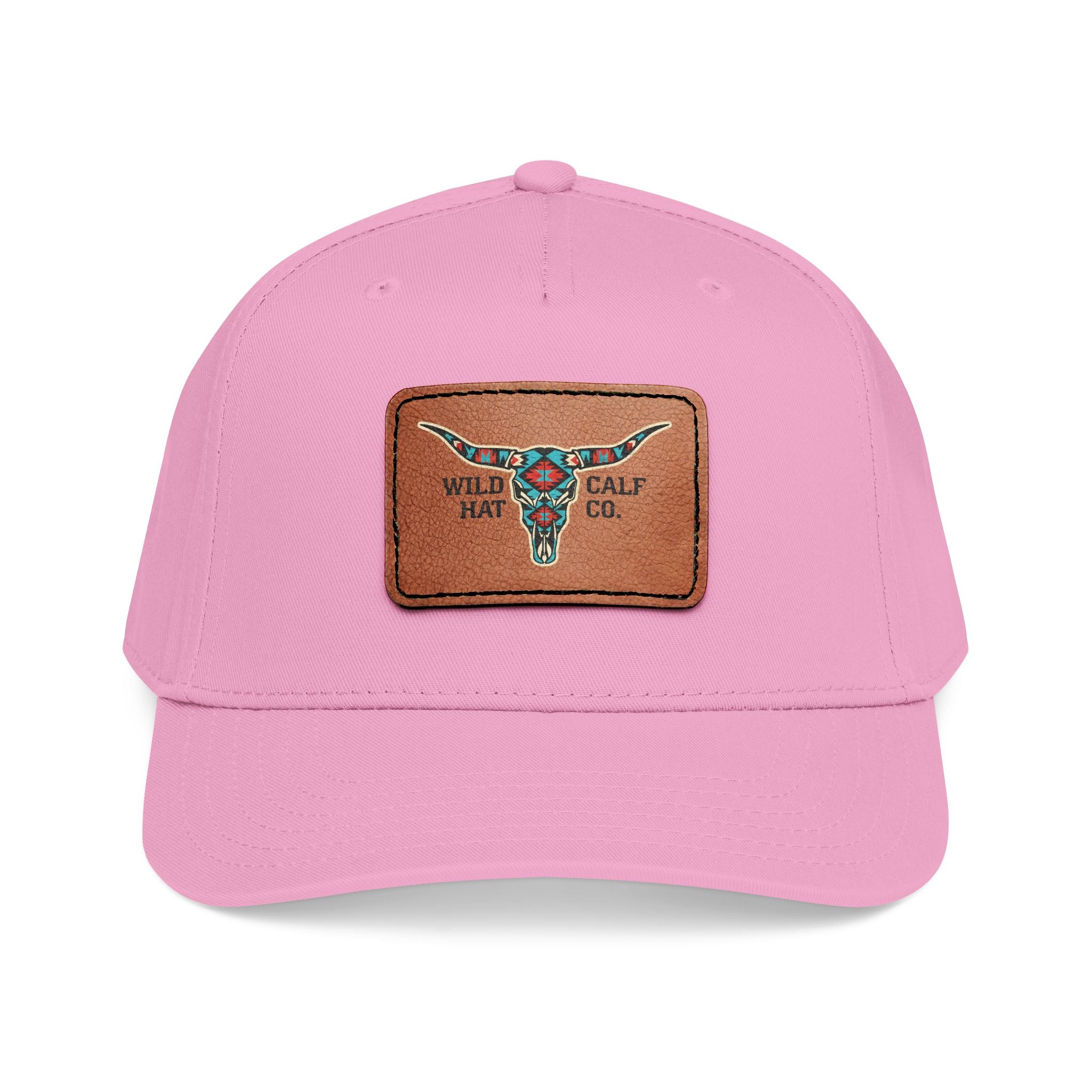 Mid Profile Baseball Cap with Leather Patch (Rectangle) - Wild Calf Hat Company
