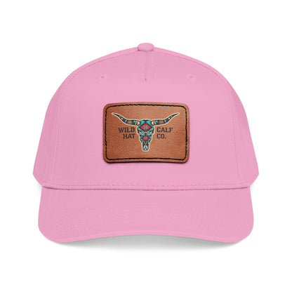 Mid Profile Baseball Cap with Leather Patch (Rectangle) - Wild Calf Hat Company