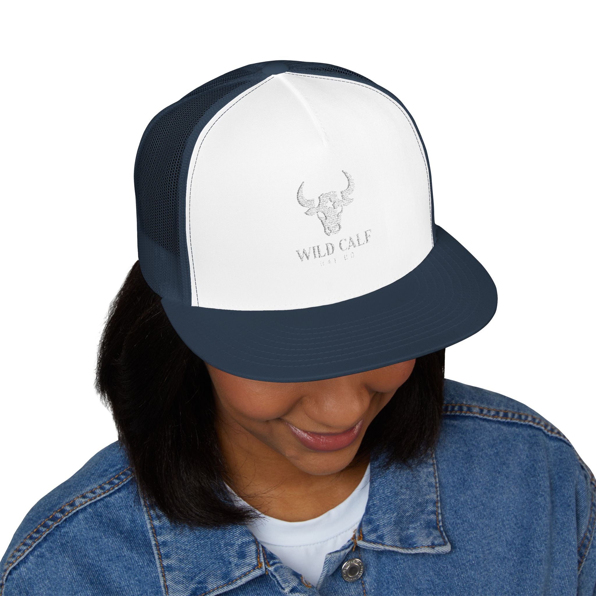 Wild Calf Skull embroidery Trucker Cap | Mesh Back Snapback - Wild Calf Hat Company