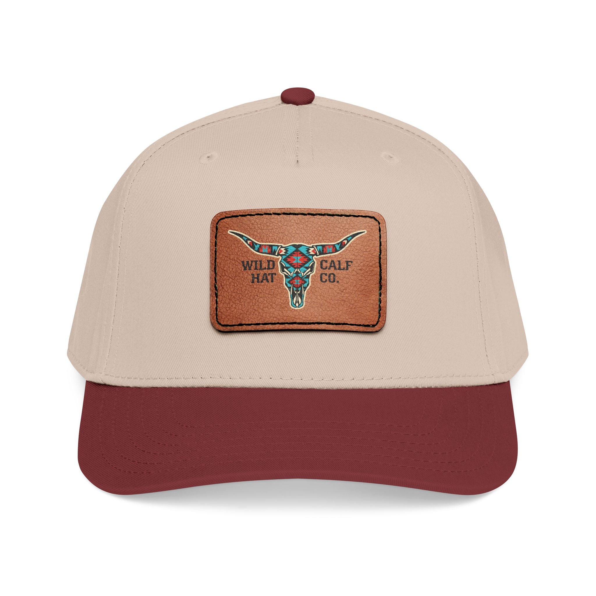 Mid Profile Baseball Cap with Leather Patch (Rectangle) - Wild Calf Hat Company