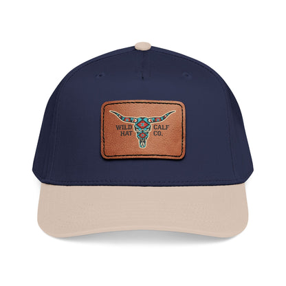 Mid Profile Baseball Cap with Leather Patch (Rectangle) - Wild Calf Hat Company