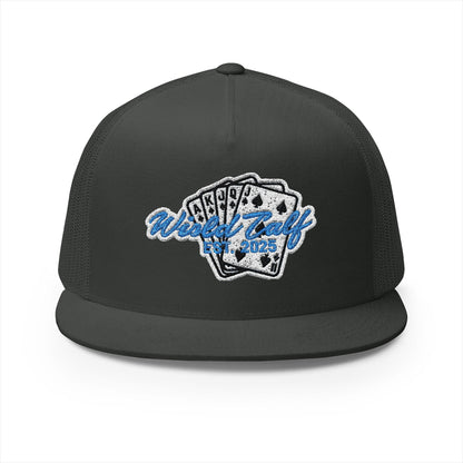 Trucker Cap – Retro Blue Poker Card Patch Design - Wild Calf Hat Company