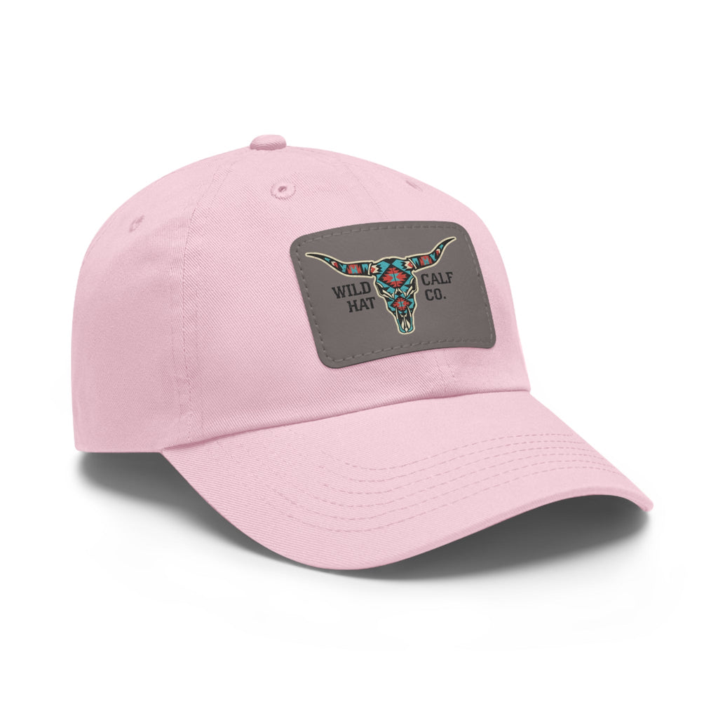 Wild Calf Hat Co. Long Horn Skull Leather Patch Dad Hat - Wild Calf Hat Company