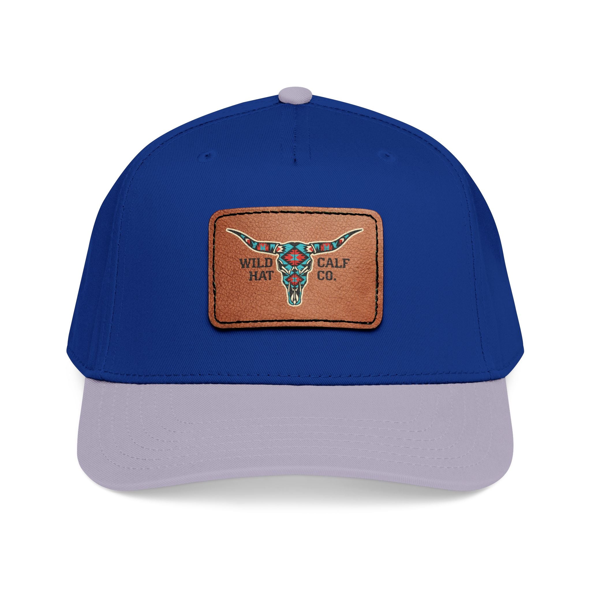 Mid Profile Baseball Cap with Leather Patch (Rectangle) - Wild Calf Hat Company