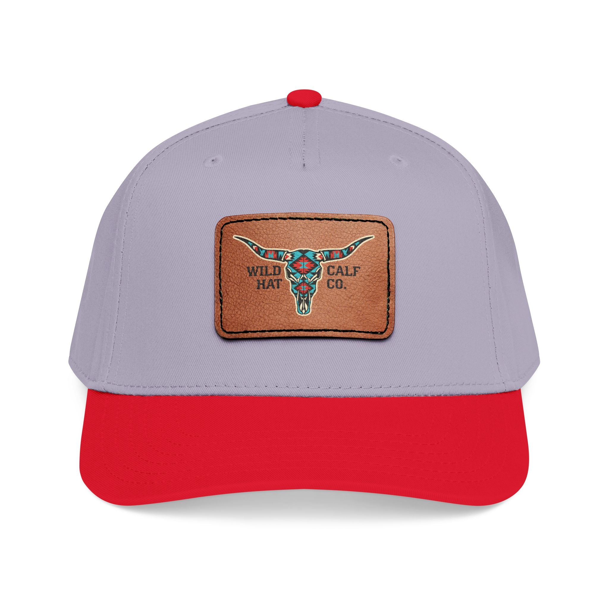 Mid Profile Baseball Cap with Leather Patch (Rectangle) - Wild Calf Hat Company