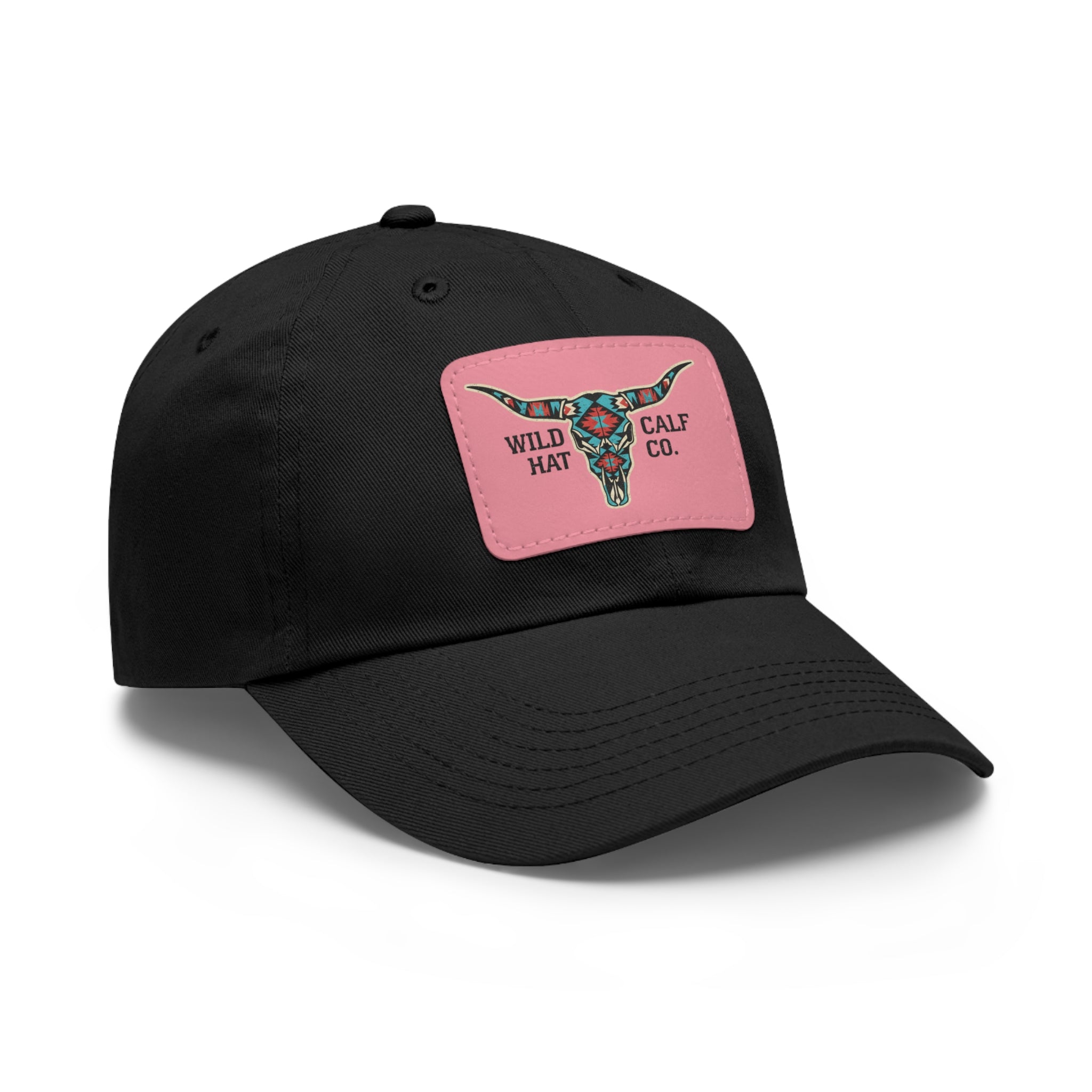 Wild Calf Hat Co. Long Horn Skull Leather Patch Dad Hat - Wild Calf Hat Company