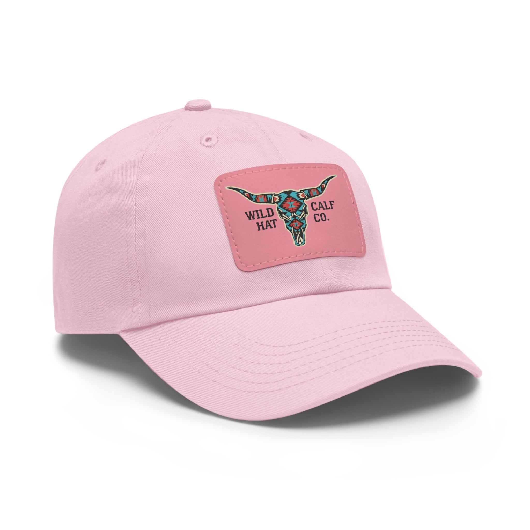 Wild Calf Hat Co. Long Horn Skull Leather Patch Dad Hat - Wild Calf Hat Company