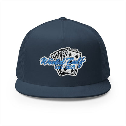 Trucker Cap – Retro Blue Poker Card Patch Design - Wild Calf Hat Company