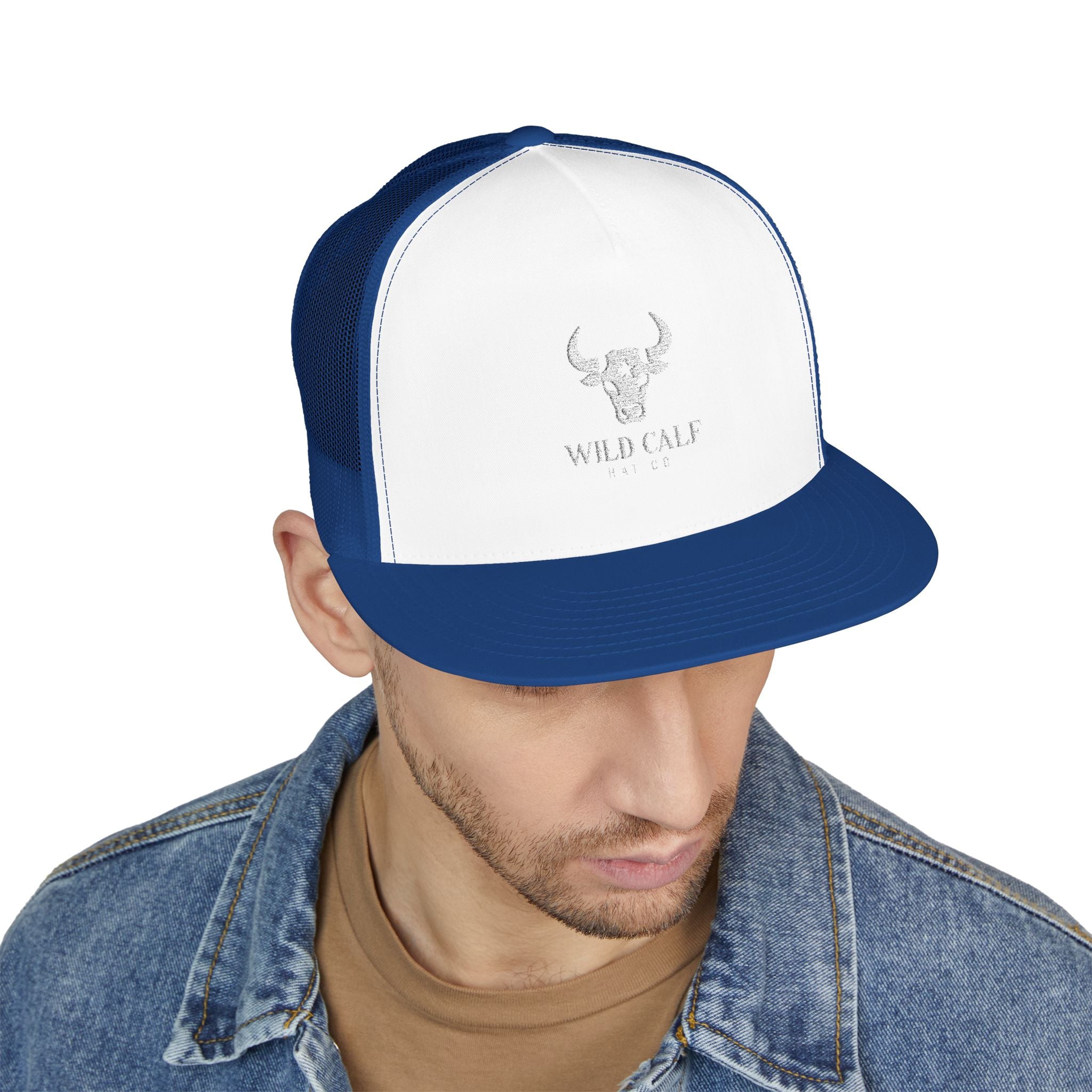 Wild Calf Skull embroidery Trucker Cap | Mesh Back Snapback - Wild Calf Hat Company