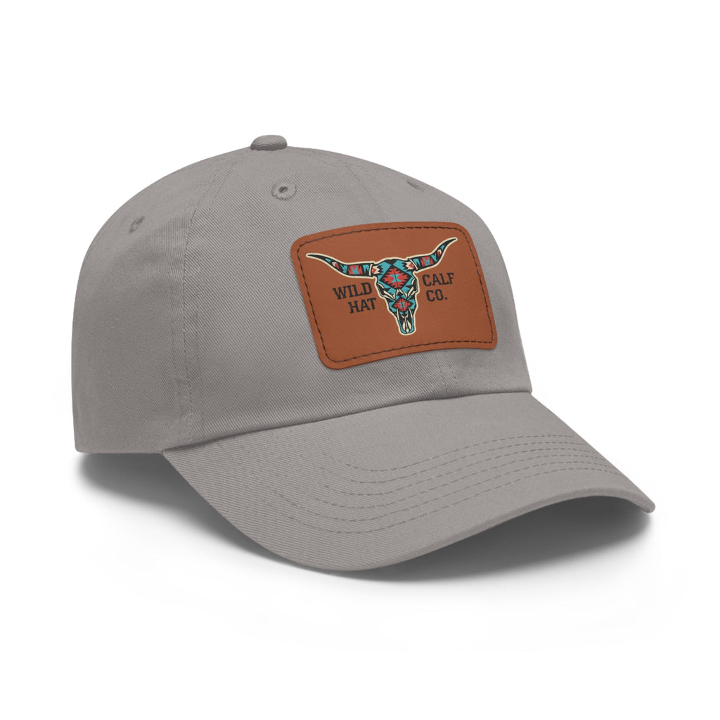 Wild Calf Hat Co. Long Horn Skull Leather Patch Dad Hat - Wild Calf Hat Company