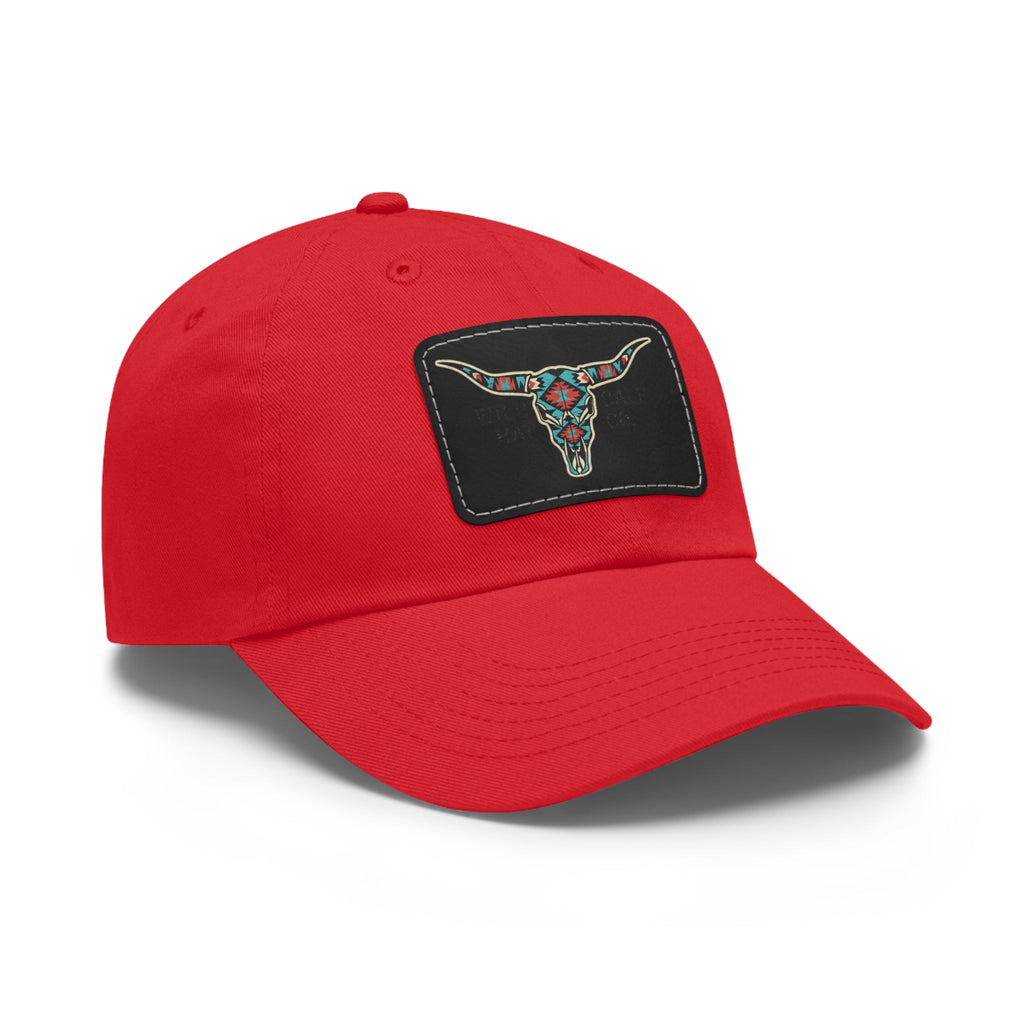 Wild Calf Hat Co. Long Horn Skull Leather Patch Dad Hat - Wild Calf Hat Company