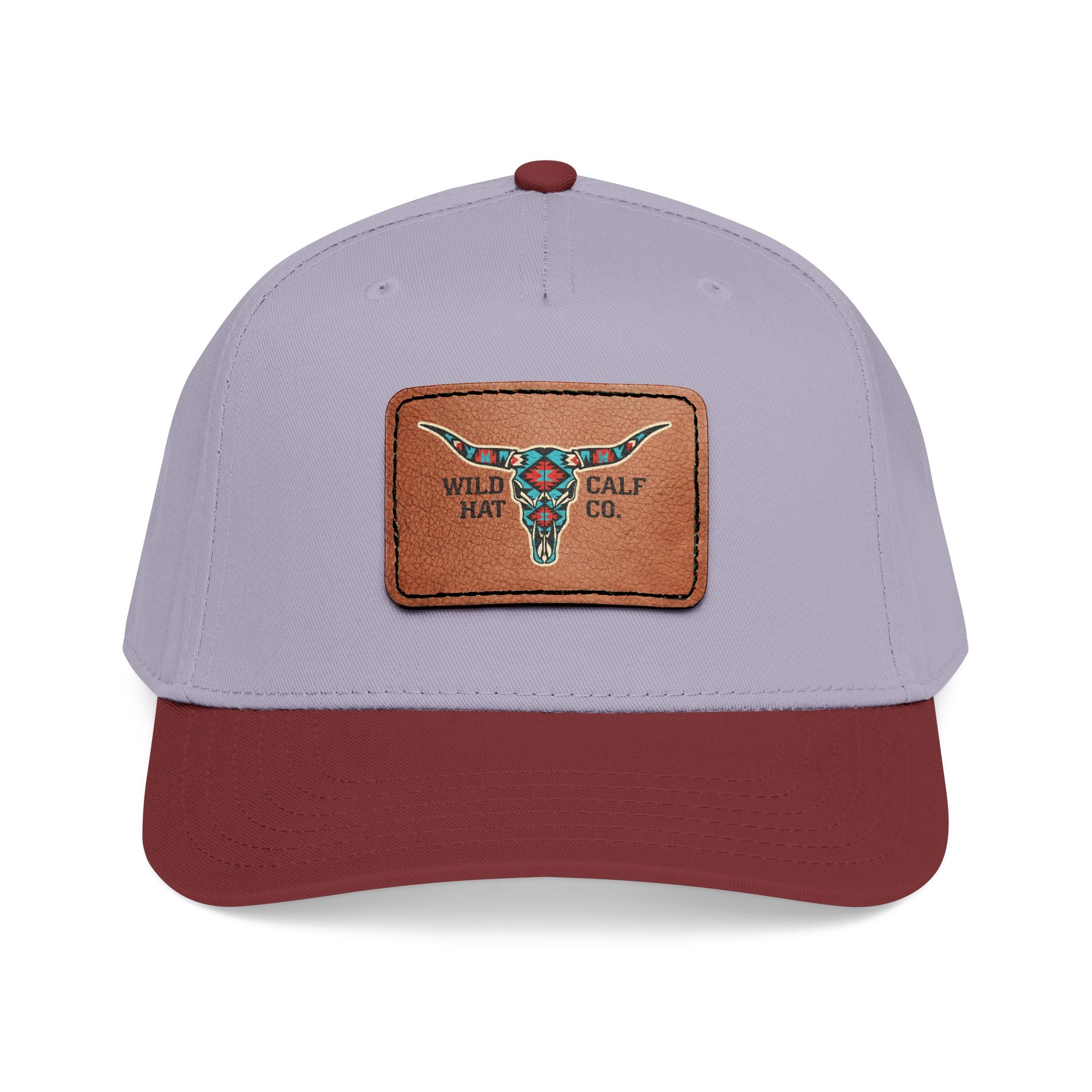 Mid Profile Baseball Cap with Leather Patch (Rectangle) - Wild Calf Hat Company