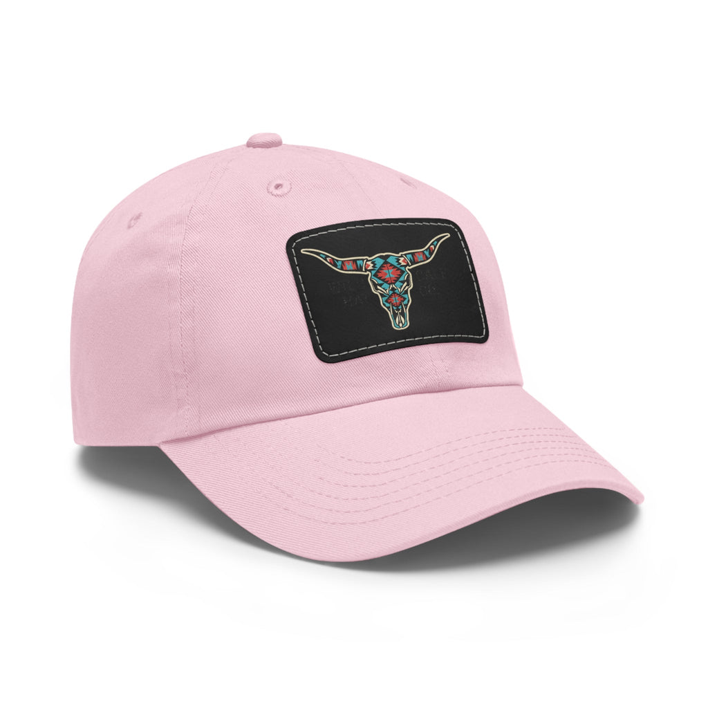 Wild Calf Hat Co. Long Horn Skull Leather Patch Dad Hat - Wild Calf Hat Company