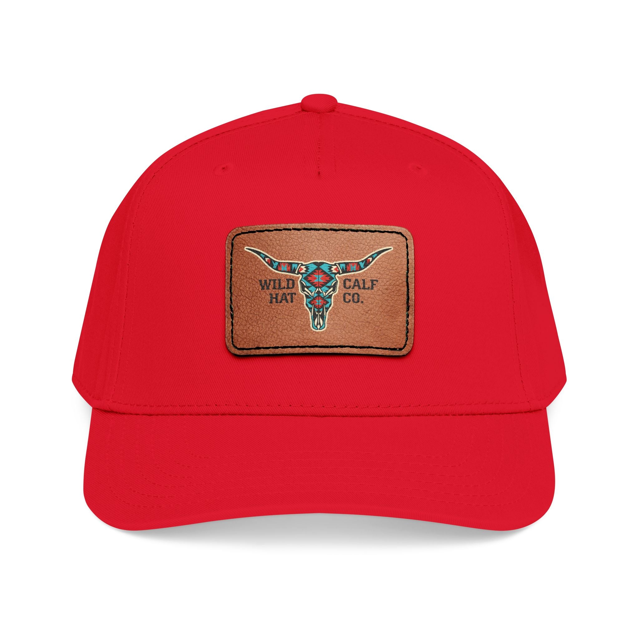 Mid Profile Baseball Cap with Leather Patch (Rectangle) - Wild Calf Hat Company