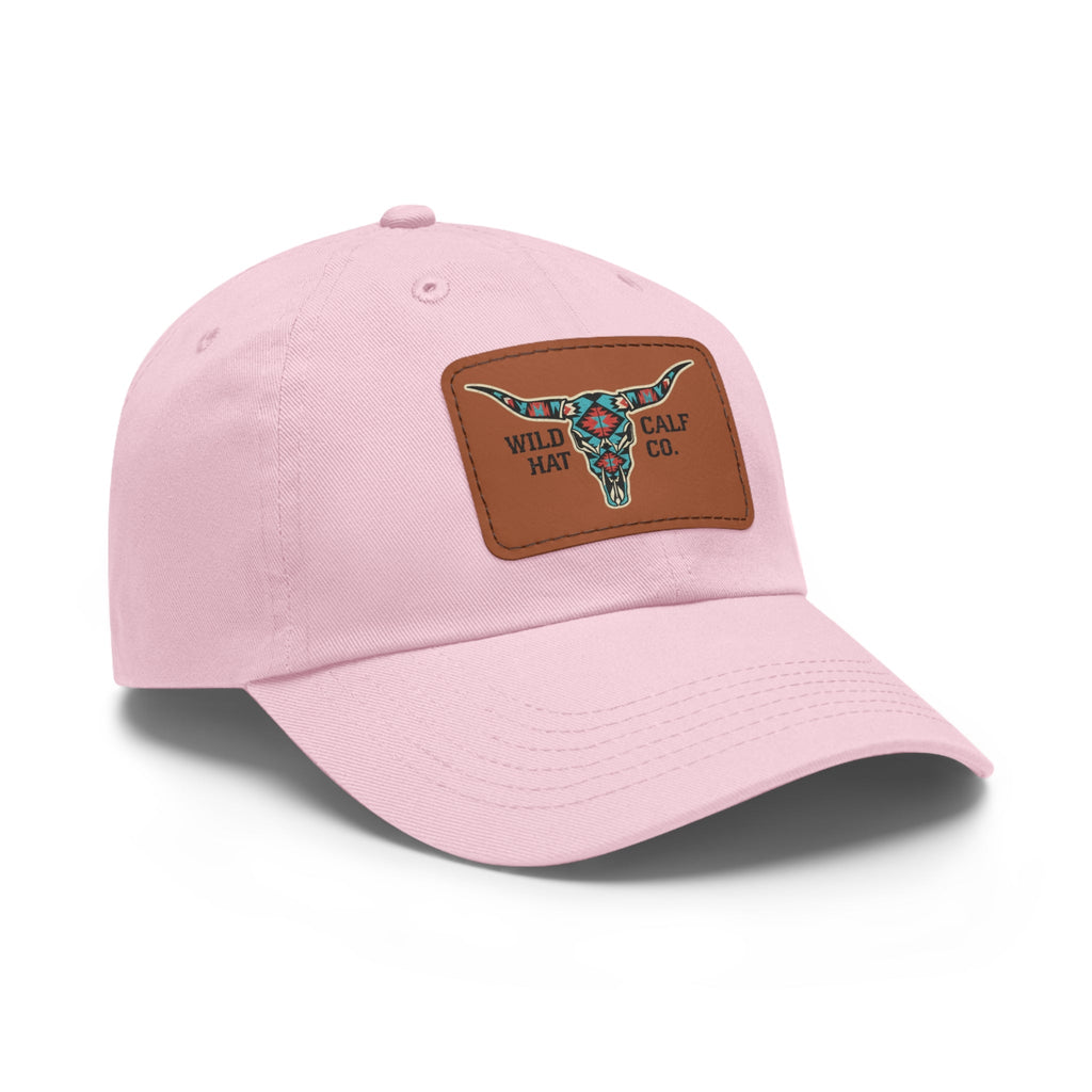 Wild Calf Hat Co. Long Horn Skull Leather Patch Dad Hat - Wild Calf Hat Company
