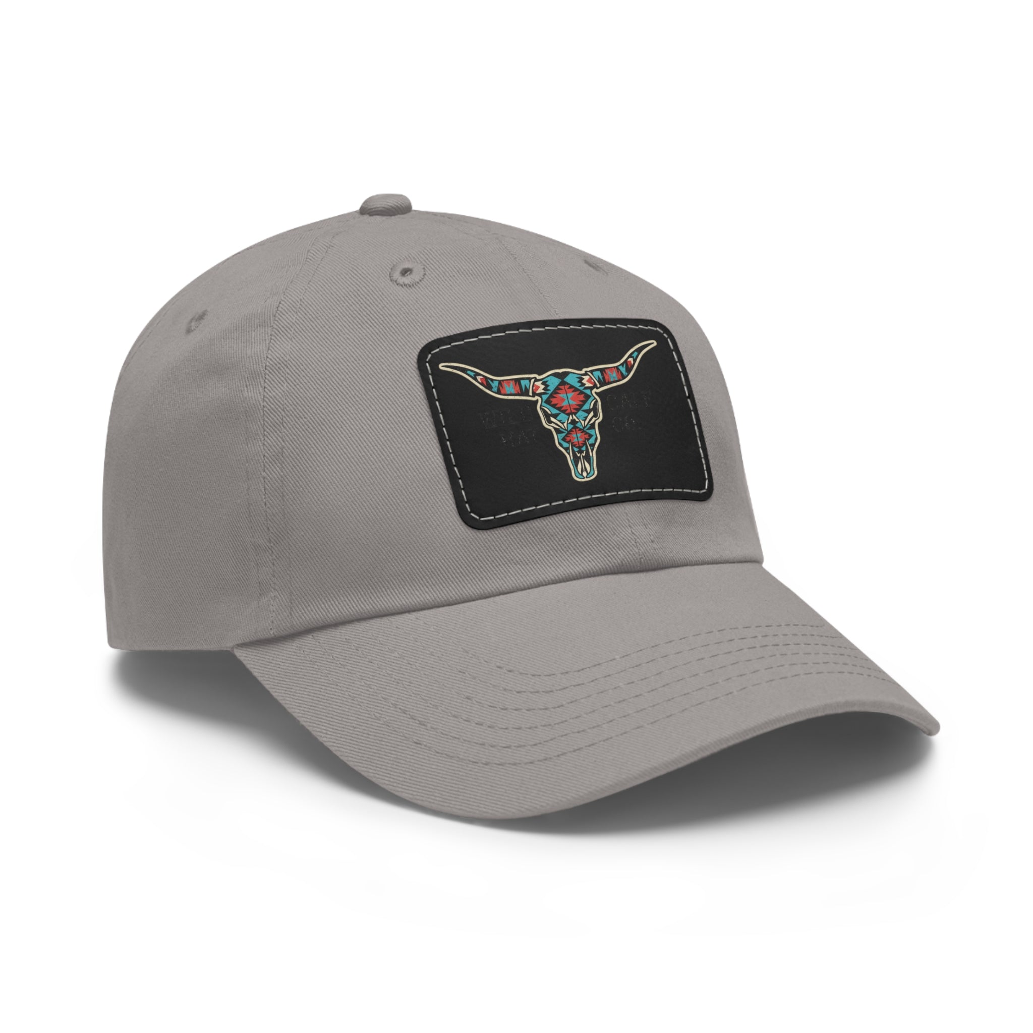 Wild Calf Hat Co. Long Horn Skull Leather Patch Dad Hat - Wild Calf Hat Company
