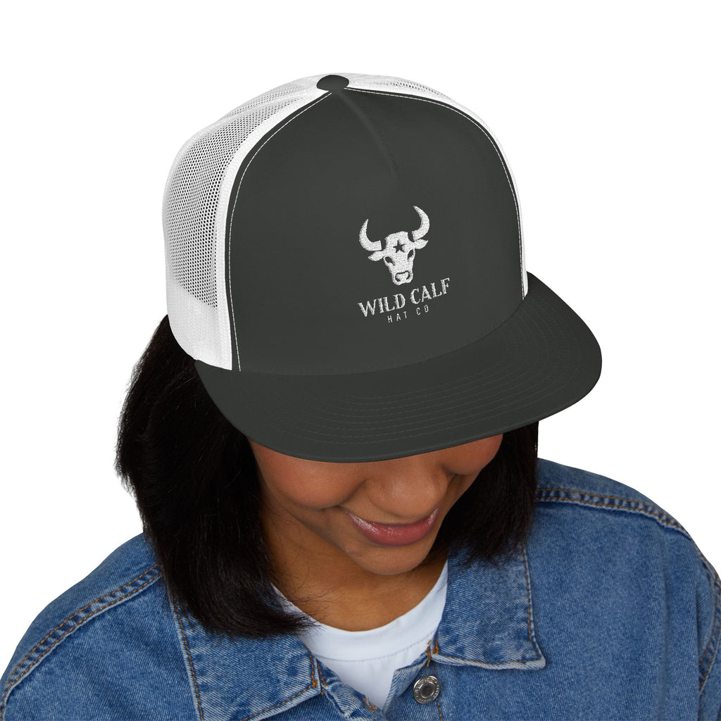 Wild Calf Skull embroidery Trucker Cap | Mesh Back Snapback - Wild Calf Hat Company