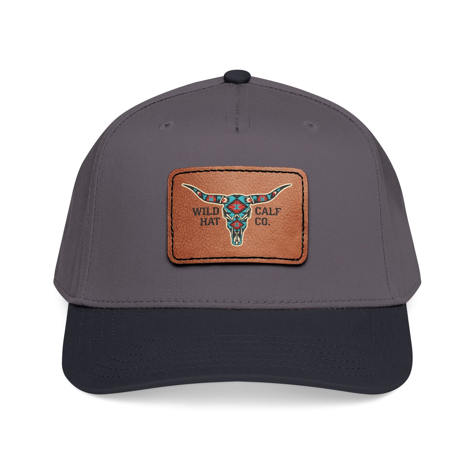 Mid Profile Baseball Cap with Leather Patch (Rectangle) - Wild Calf Hat Company