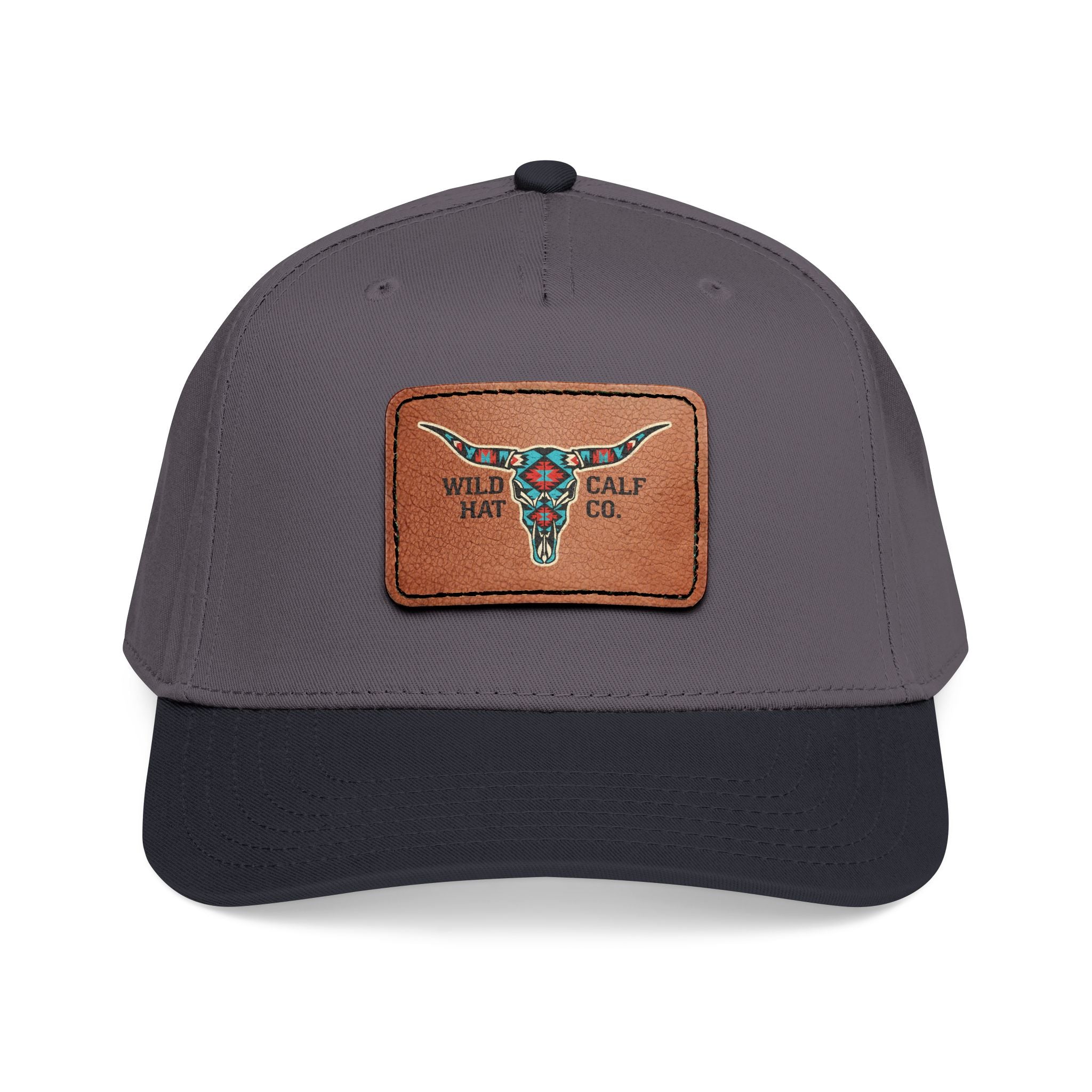 Mid Profile Baseball Cap with Leather Patch (Rectangle) - Wild Calf Hat Company