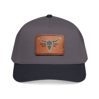 Mid Profile Baseball Cap with Leather Patch (Rectangle) - Wild Calf Hat Company
