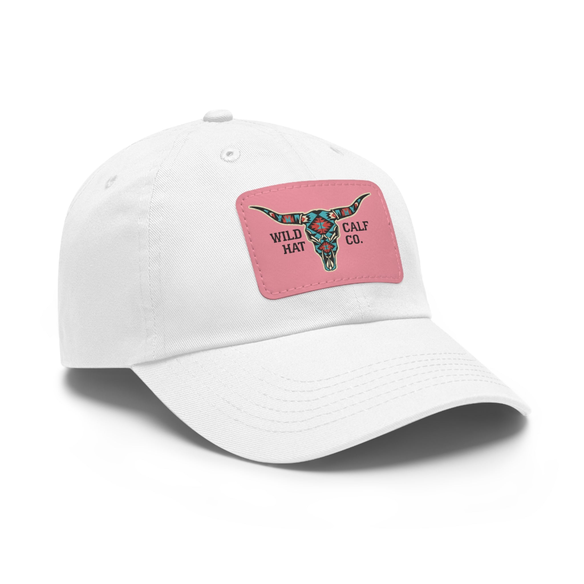 Wild Calf Hat Co. Long Horn Skull Leather Patch Dad Hat - Wild Calf Hat Company