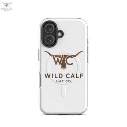White MagSafe iPhone case with western longhorn logo, modern and professional style