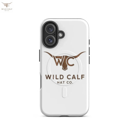 Western-inspired white iPhone case with steer head logo and MagSafe compatibility