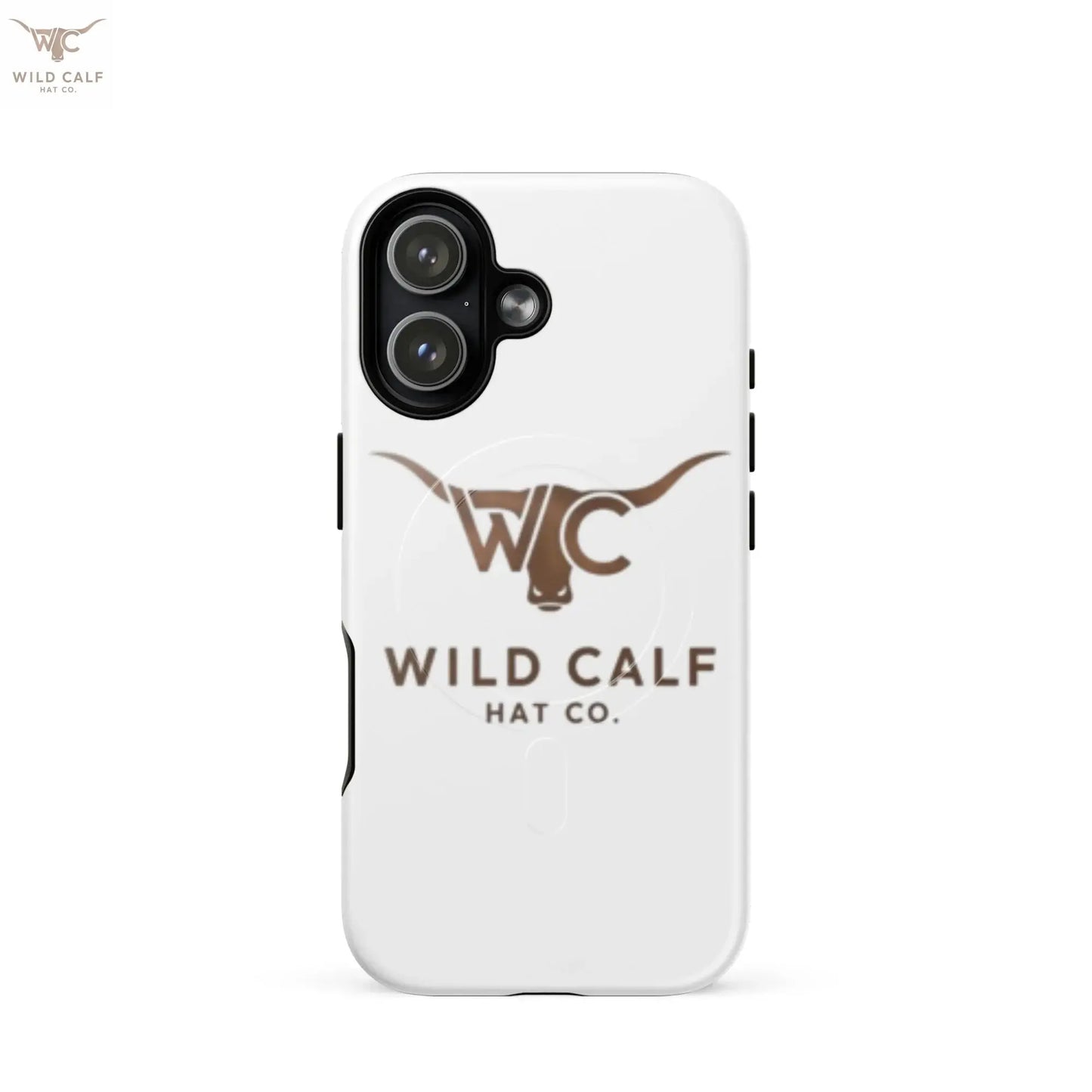 Glossy MagSafe iPhone case with brown longhorn logo and western professional style