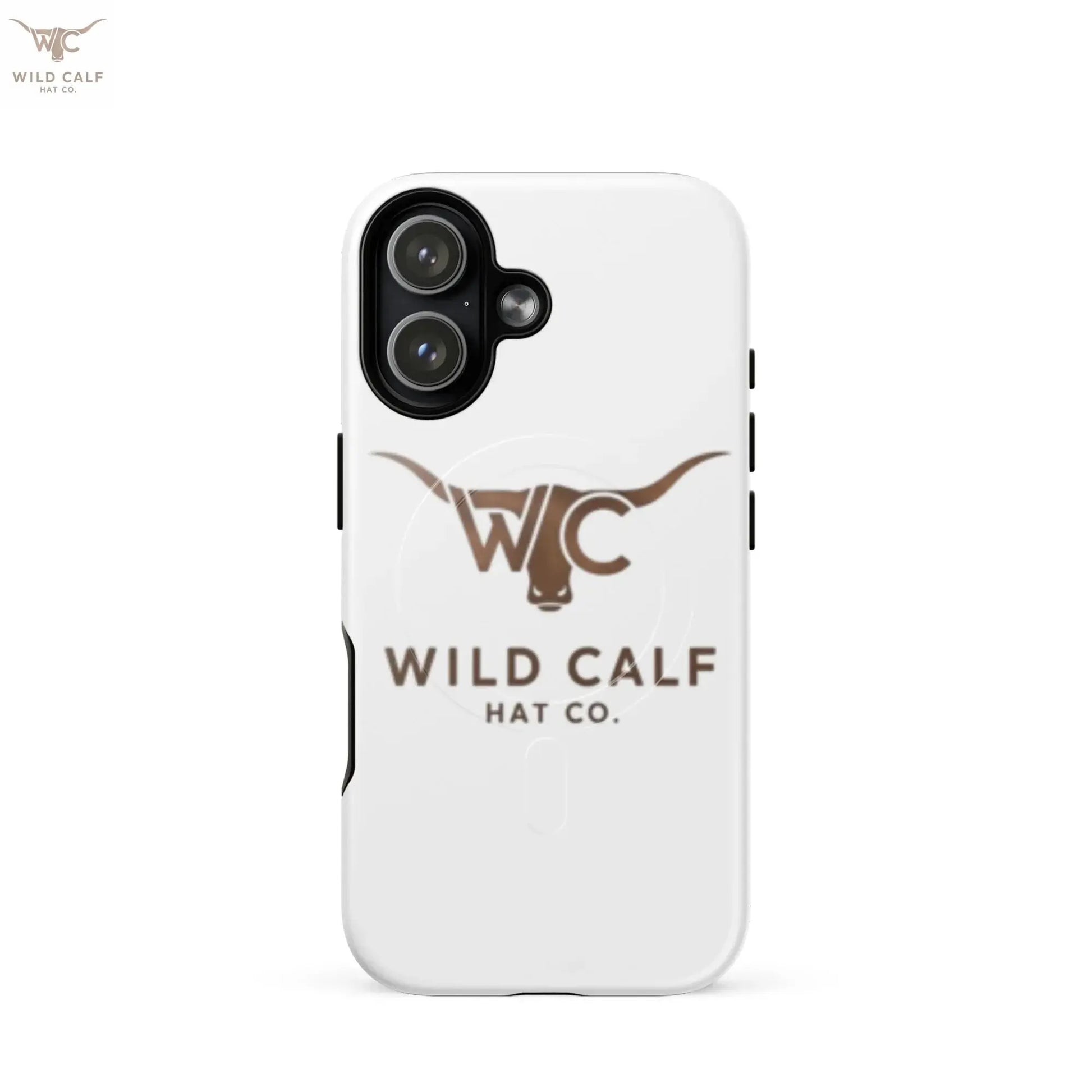 Glossy MagSafe iPhone case with brown longhorn logo and western professional style
