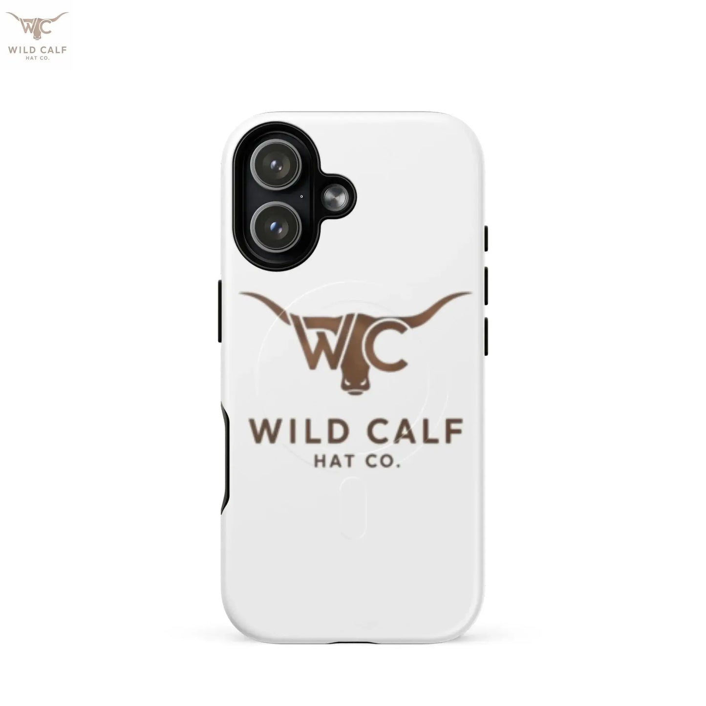 Western professional iPhone case with bullhorn logo and matte white finish