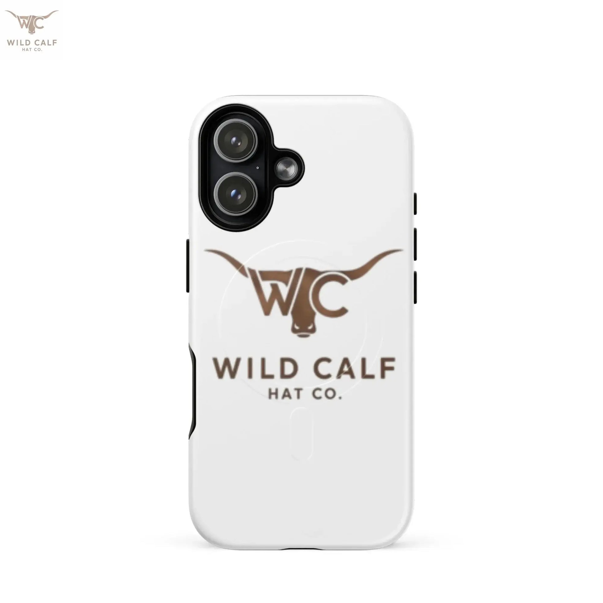 Western professional iPhone case with bullhorn logo and matte white finish