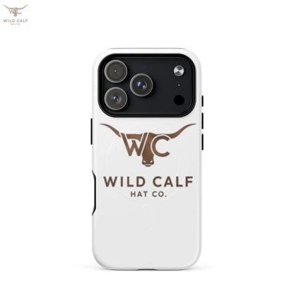 Western-inspired white MagSafe iPhone 17 Pro case with steer logo, professional style