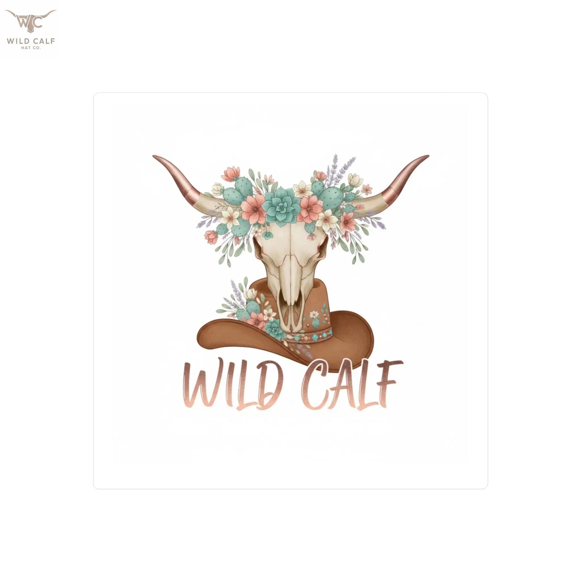 Wild Calf Floral Skull Kiss - Cut Vinyl Decal — Western Cowgirl Sticker - Wild Calf Hat Company
