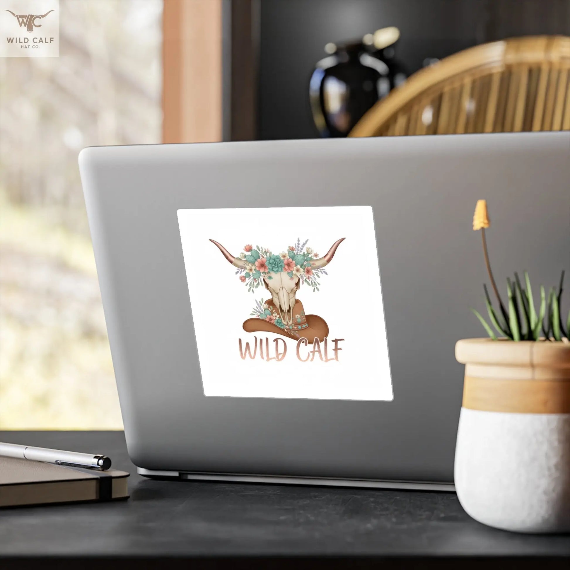 Wild Calf Floral Skull Kiss - Cut Vinyl Decal — Western Cowgirl Sticker - Wild Calf Hat Company