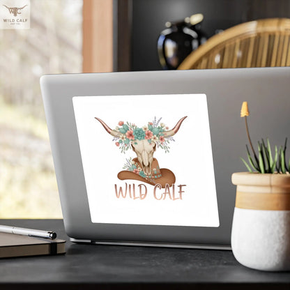 Wild Calf Floral Skull Kiss - Cut Vinyl Decal — Western Cowgirl Sticker - Wild Calf Hat Company