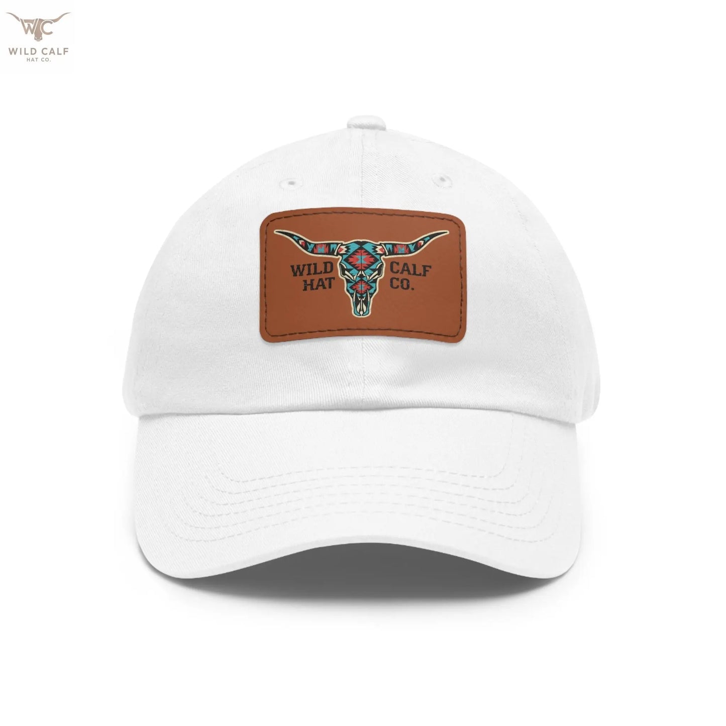 Wild Calf Hat Co. Long Horn Skull Leather Patch Dad Hat - Wild Calf Hat Company