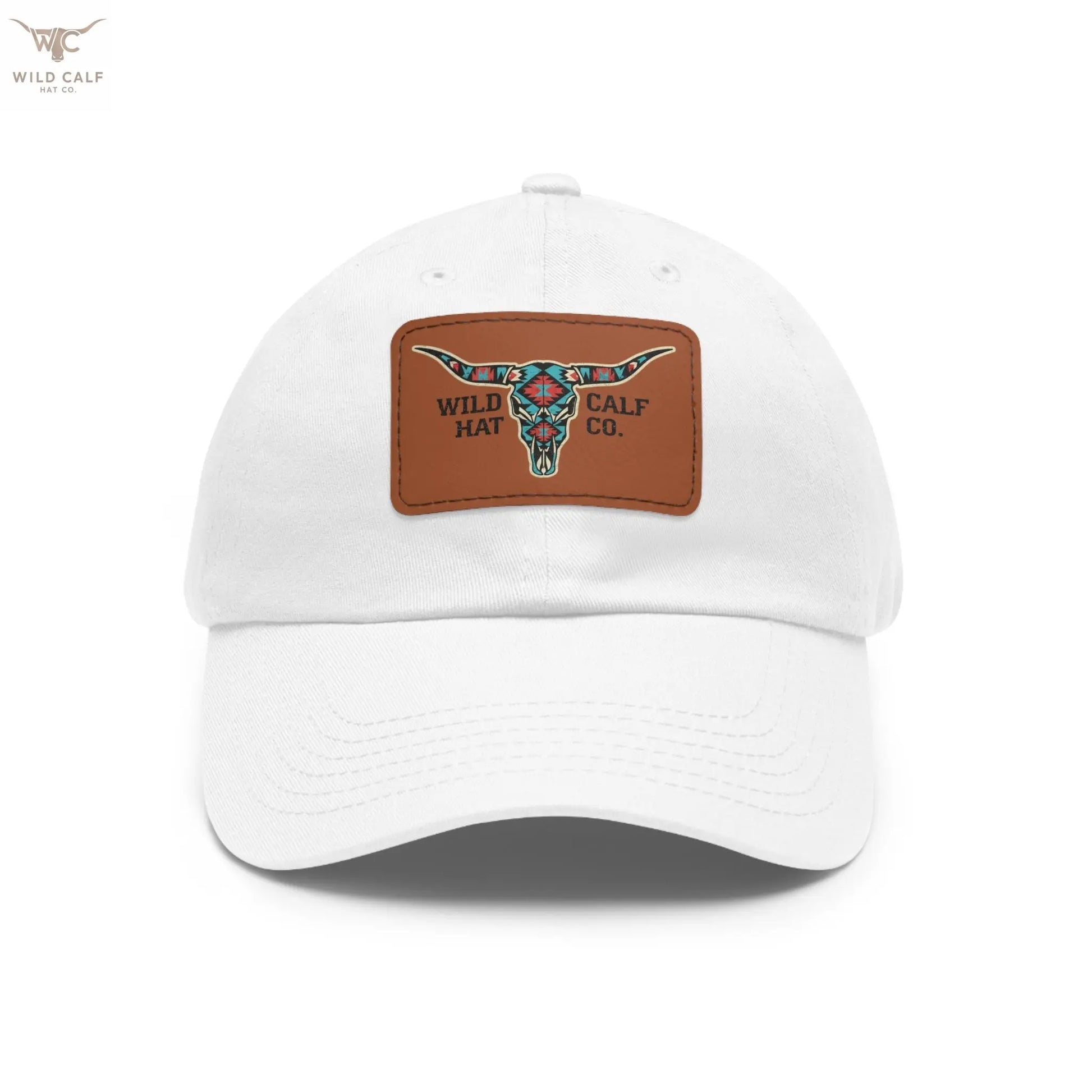 Wild Calf Hat Co. Long Horn Skull Leather Patch Dad Hat - Wild Calf Hat Company