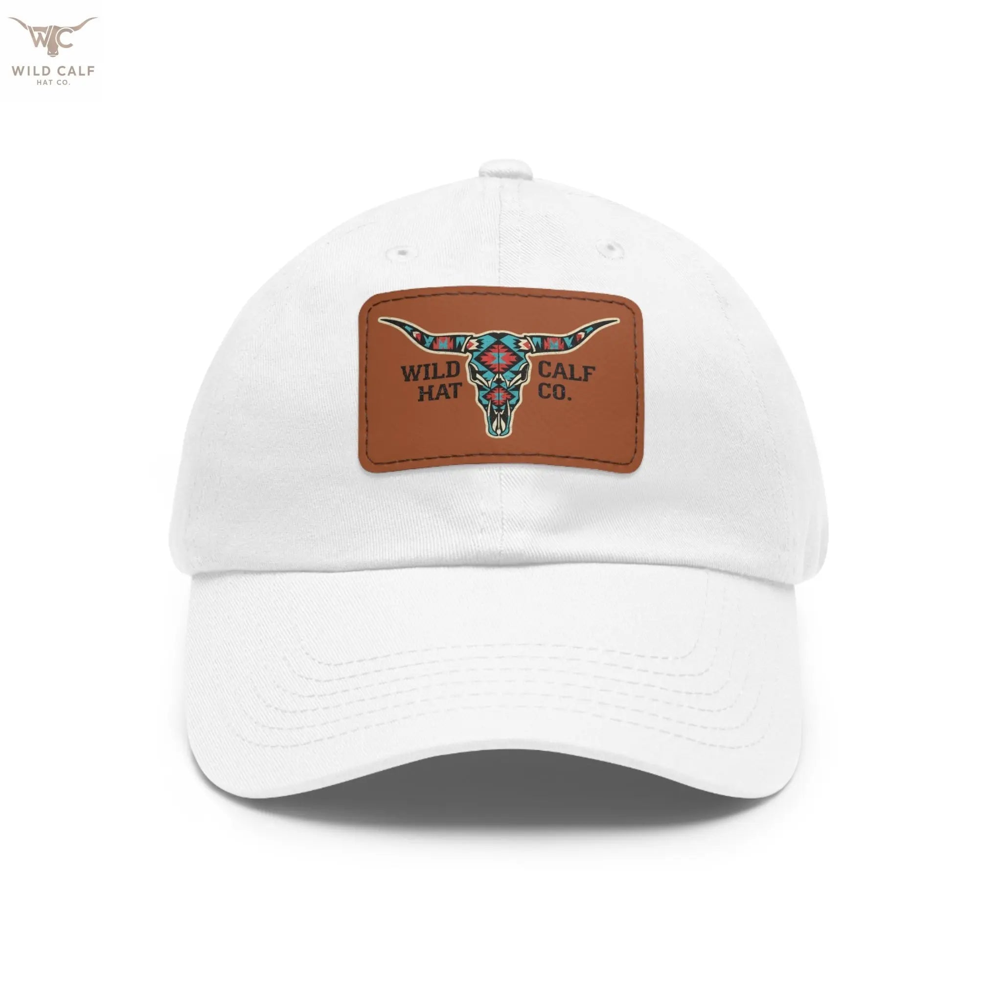 Wild Calf Hat Co. Long Horn Skull Leather Patch Dad Hat - Wild Calf Hat Company