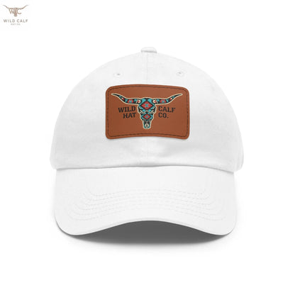 Wild Calf Hat Co. Long Horn Skull Leather Patch Dad Hat - Wild Calf Hat Company